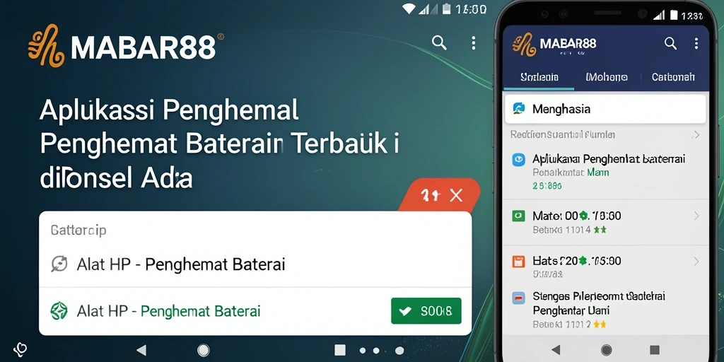 Screenshot utama MABAR88 menampilkan fitur penghemat baterai yang efektif.