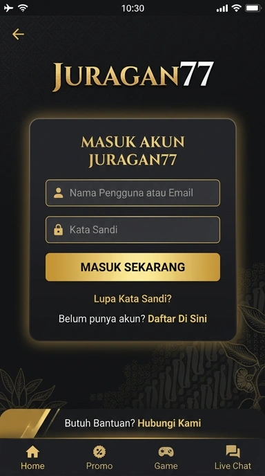 Tampilan halaman login juragan77