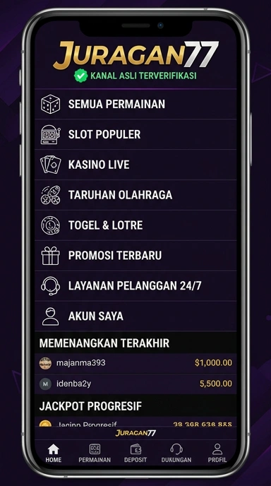 Tampilan kanal resmi juragan77