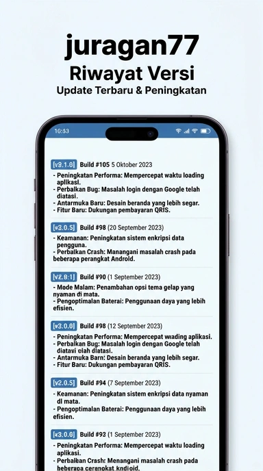 Tampilan riwayat versi juragan77